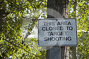 This area Closed to Target Shooting Sign