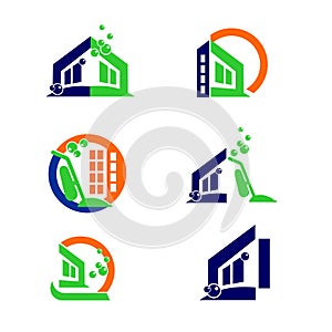 Commercial Home Cleaning Logo and Apps Icon Design Elements