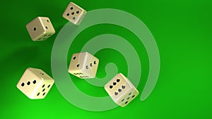 Dice rolling green background