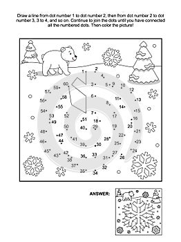 Dot-to-dot and coloring page - snowflake