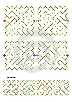 Four maze game templates with answers