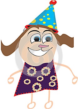 Illustration of a happy kid with a birthday hat/cap