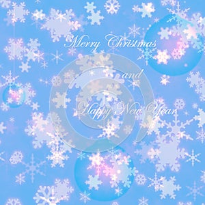Merry Christmas and happy new year snowflakes winter greeting card