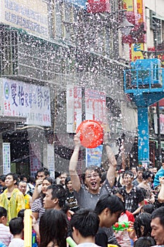 People celebrating Songkran