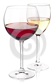 Roter und weißer Wein der Weinansammlung - in den Gläsern