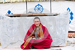 Tibetan monk sitting