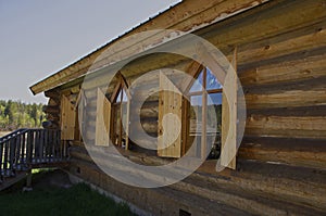 Vintage Log Church shutters