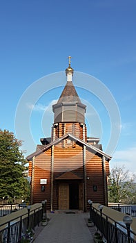 The wooden church of Tsar Nicholas II in Russian village