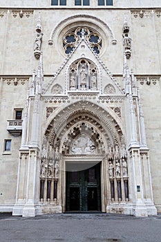 Zagreb Cathedral on Kaptol, Croatia. Entrance to the church