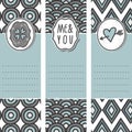 3 long valentines day cards circle wave diamond 