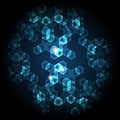 Abstract background architectural glowing hexahedron structure Stock Photo