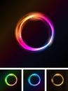 Abstract shiny light circles illustration of a set of with bright stars on black background Stock Photos