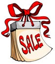 Advertisement for sale tear off calendar with Stock Image