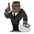 African agent keeps gun and suitcase illustration format eps Royalty Free Stock Photography