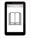 Amazon Kindle Fire tablet with book illustration