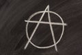 Anarchy symbol on a blackboard