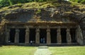 An ancient cave in Elephanta Island. Royalty Free Stock Photo