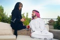 Arabian couple relaxing & drinking tea Stock Photography