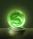 Asian dragon inside the crystal scrying ball