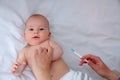 Baby receiving vaccine