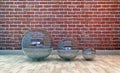 Ball spheres on wooden parquet Stock Photos