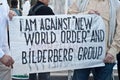 Banner against New World Order and Bilderberg Group