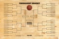 Basketball tournament bracket on wood gym floor
