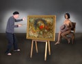 Beautiful Nude Model Woman Funny Artist Painter