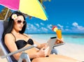 Beautiful Woman On The Beach W...