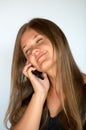 Beauty and smart phone Royalty Free Stock Photo