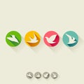 Bird. Flat Icon With Long Shad...