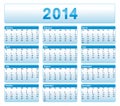 Blue 2014 calendar. American version.