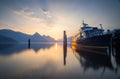 Boat Moored On Lake Lucerne