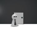 Bouncer play figure with tie in front of a door d illustration Royalty Free Stock Photography