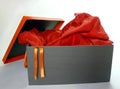 Box with red dress