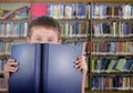 Boy With Blue Book In Library