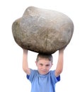 Boy with Stress Holding a Rock