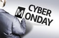 Business man with the text Cyber Monday in a concept image