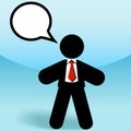 Business sales man talks in speech bubble