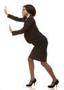 Business Woman Pushing Invisib...