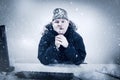 Businessman In A Cold Office W...