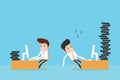 Businessman hard work and lazy Royalty Free Stock Image