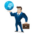 Businessman holding briefcase and globe illustration format eps Royalty Free Stock Image