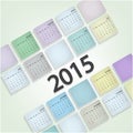 Calendar 2015 design template week starts Sunday