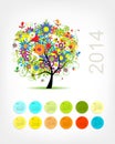 Calendar 2014 with four season tree for your
