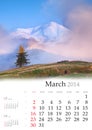 2014 Calendar. March.