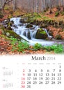 2014 Calendar. March.