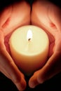 Candle Between The Hands
