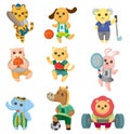 Cartoon Animal Sport Player Ic...