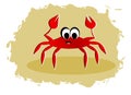 Cartoon crab on a beach Stock Photography